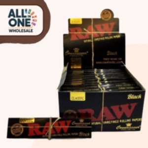 RAW Black Connoisseur Rolling Papers with Tips (24 PCS)